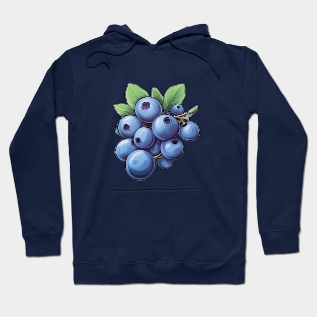 Blueberries Art Hoodie by Pastel Craft